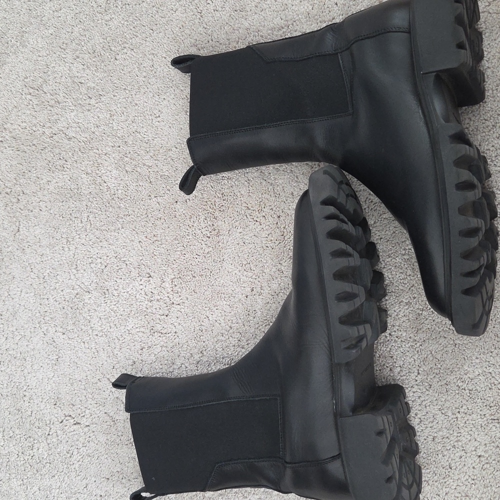 Allsaints Black Leather Chunky Boots HALLIE - Picture 10 of 11